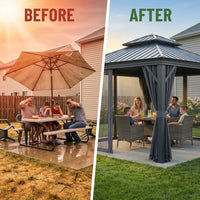 10-Ft X 10-Ft Caesar Gray Gazebo with Hardtop Roof (Screen Included) — Before & After