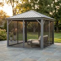 10-Ft X 10-Ft Caesar Gray Gazebo with Hardtop Roof (Screen Included) — Studio Shot