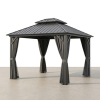 10-Ft X 10-Ft Caesar Gray Gazebo with Hardtop Roof (Screen Included) — Studio Shot