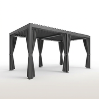 12X20 Louvered Pergola,Dark Grey Aluminum Frame with Adjustable Rainproof Roof, Featuring Waterproof Curtains and Nets — Studio Shot