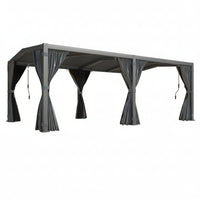 Outdoor Pergola Built to Create All-Weather Shade, 12X20 Aluminum Frame, Adjustable Louvers, Waterproof Curtains