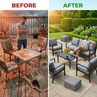 Aluminum Patio Furniture Set, 7 Piece Metal Outdoor Set, Patio Furniture Set with Waterproof Covers for Backyard Garden（Grey） — Before & After