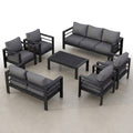 Aluminum Patio Furniture Set Built for All-Weather Use, 7 Piece Metal Frame, Waterproof Covers, 5-Inch Cushions