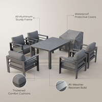 Aluminum Patio Furniture Set, 7 Piece Metal Outdoor Set, Patio Furniture Set with Waterproof Covers for Backyard Garden（Grey） — infographic