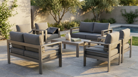 Aluminum Patio Furniture Set, 7 Piece Metal Outdoor Set, Patio Furniture Set with Waterproof Covers for Backyard Garden（Grey） — Lifestyle