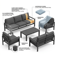 Aluminum Patio Furniture Set, 7 Piece Metal Outdoor Set, Patio Furniture Set with Waterproof Covers for Backyard Garden（Grey） — How It Works