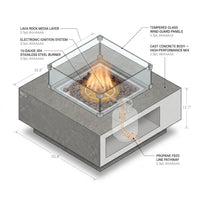 Manhattan Outdoor Fire Pit 36 In. X 36 In. Square Concrete Propane Fire Table with Lava Rocks and Cover — How It Works