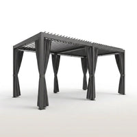 Outdoor Pergola Built to Create All-Weather Shade, 12X20 Aluminum Frame, Adjustable Louvers, Waterproof Curtains — Studio Shot