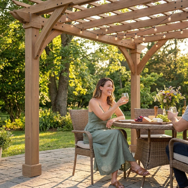 Cedar Pergola Designed for Outdoor Living, 10x10 Dimensions, FSC Certified Lumber, 6x6 Posts