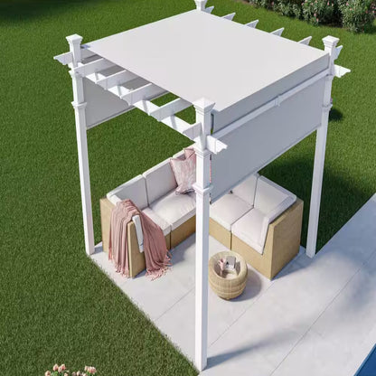 120"L X 120"W X 108"H Vinyl Malibu Canopy Pergola, White, VA42057