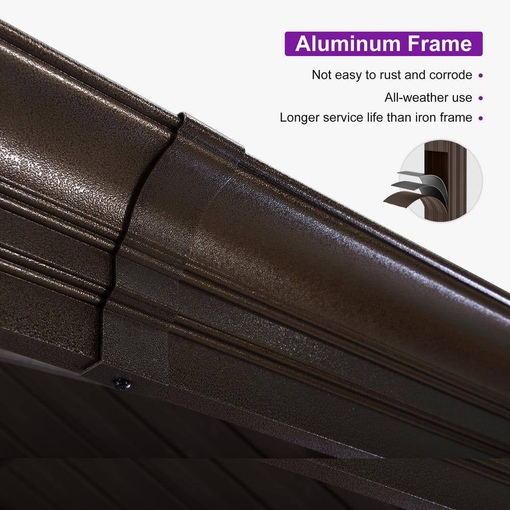13 Ft.X13 Ft.Bronze Luxury Aluminum Frame Hardtop Gazebo for Patio Deck Backyard Netting Hooks Upgraded Curtain 24Lights